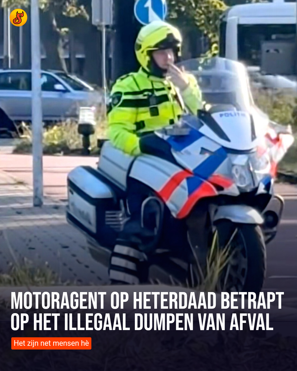 Motoragent op heterdaad betrapt op het illegaal dumpen van afval
