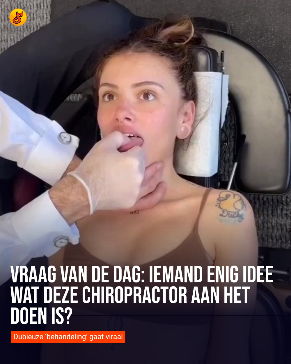 Vraag van de dag: Iemand enig idee wat deze chiropractor aan het doen is?