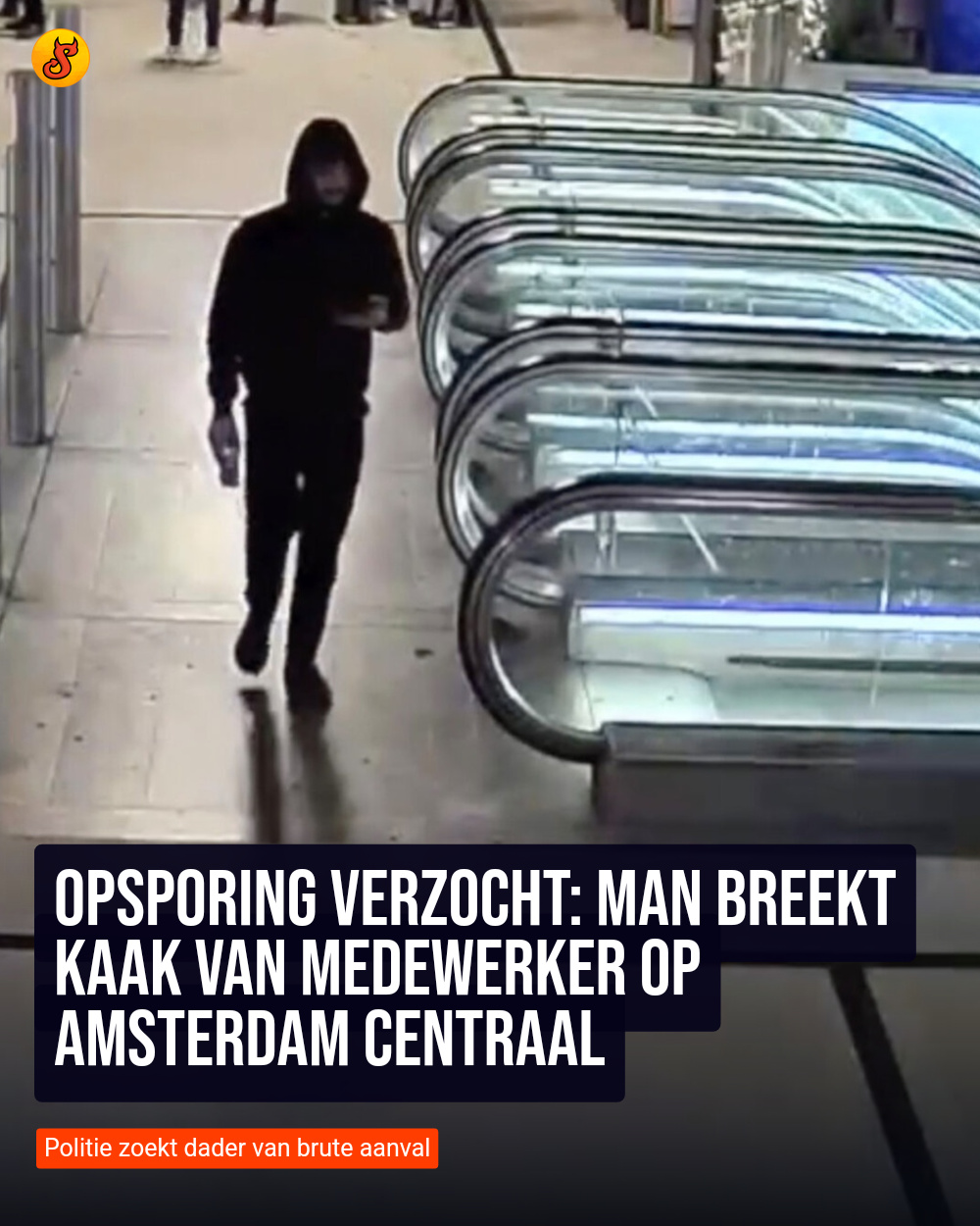 Opsporing verzocht: Man breekt kaak van medewerker op Amsterdam Centraal