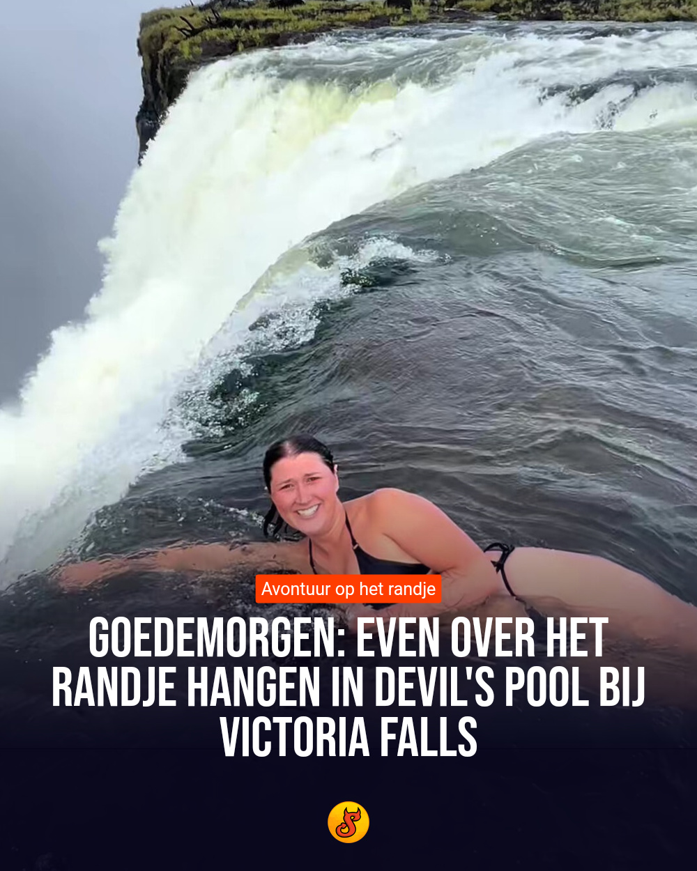 Goedemorgen: Even over het randje hangen in Devil's Pool bij Victoria Falls