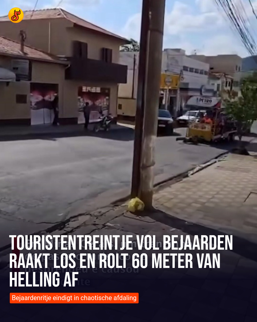Touristentreintje vol bejaarden raakt los en rolt 60 meter van helling af