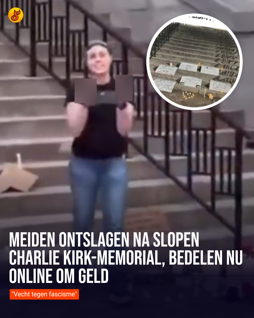 Meiden ontslagen na slopen Charlie Kirk-memorial, bedelen nu online om geld