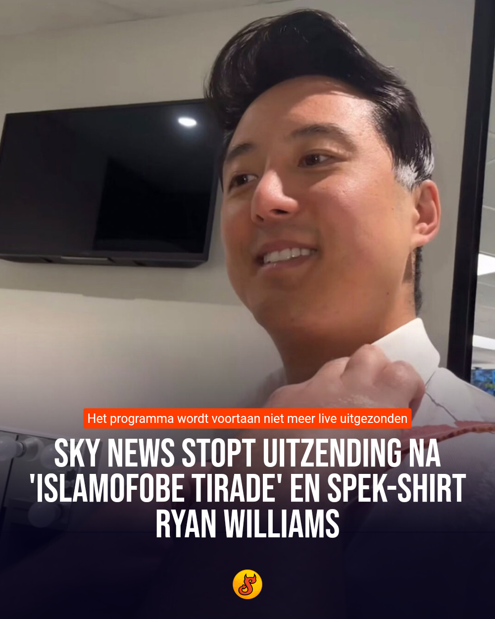 Sky News stopt uitzending na 'islamofobe tirade' en spek-shirt Ryan Williams