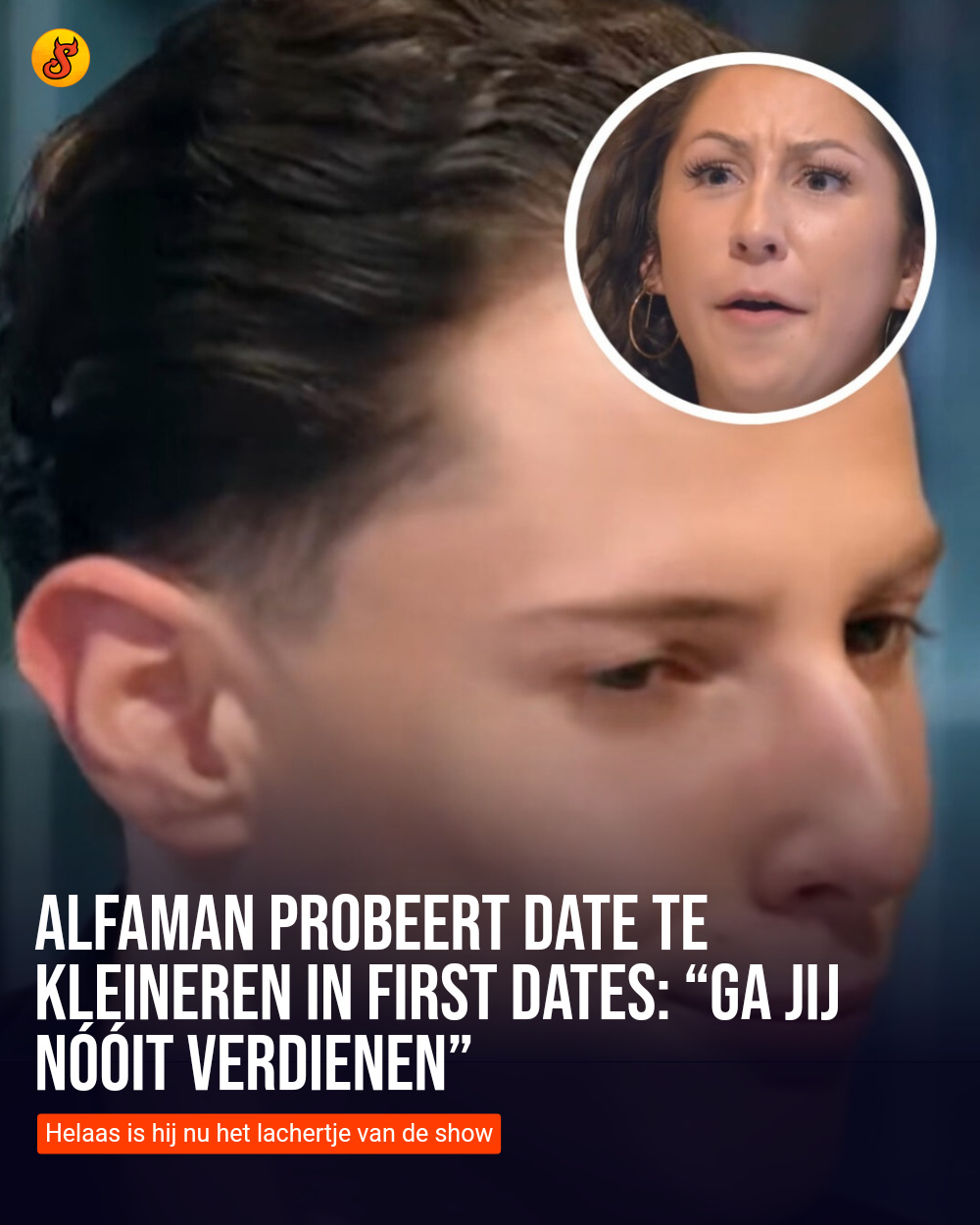 Alfaman probeert date te kleineren in First Dates: “Ga jij nóóit verdienen”