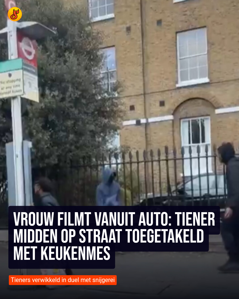Vrouw filmt vanuit auto: Tiener midden op straat toegetakeld met keukenmes