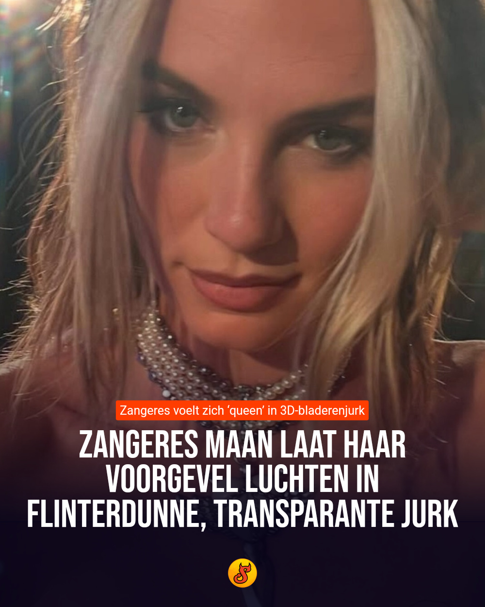 Zangeres Maan laat haar voorgevel luchten in flinterdunne, transparante jurk