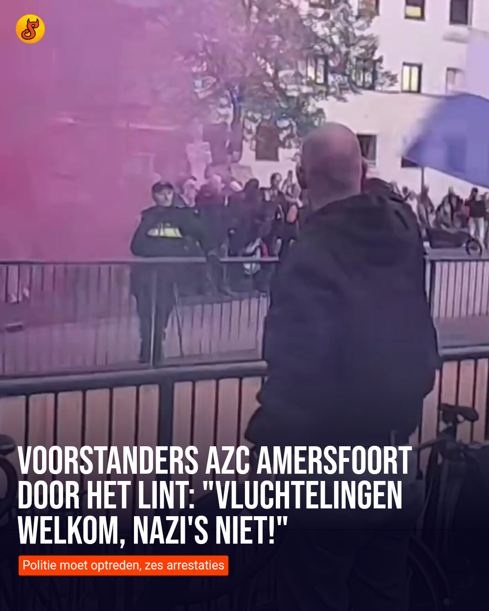 Voorstanders azc Amersfoort door het lint: "Vluchtelingen welkom, nazi's niet!"
