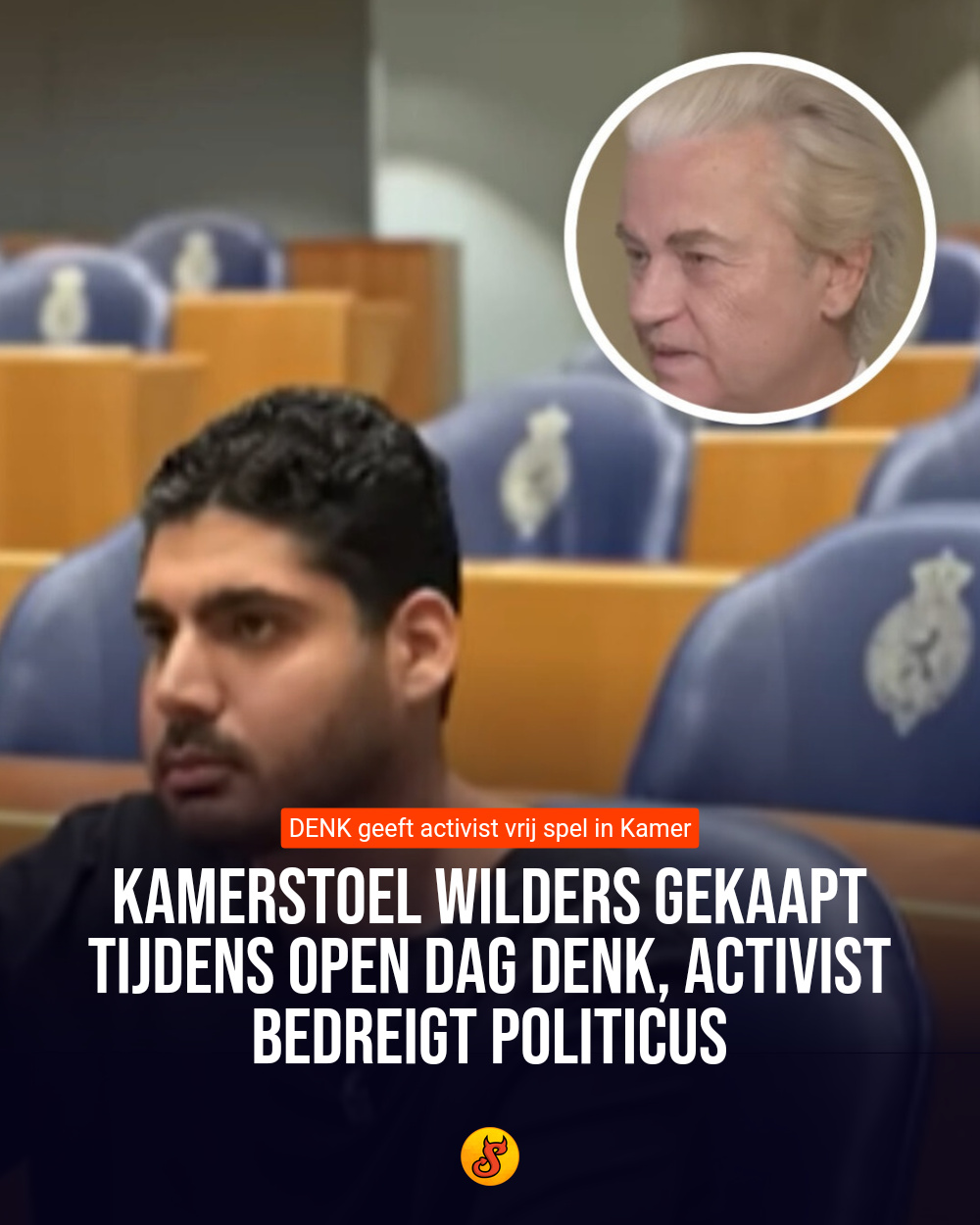 Kamerstoel Wilders gekaapt tijdens open dag DENK, activist bedreigt politicus