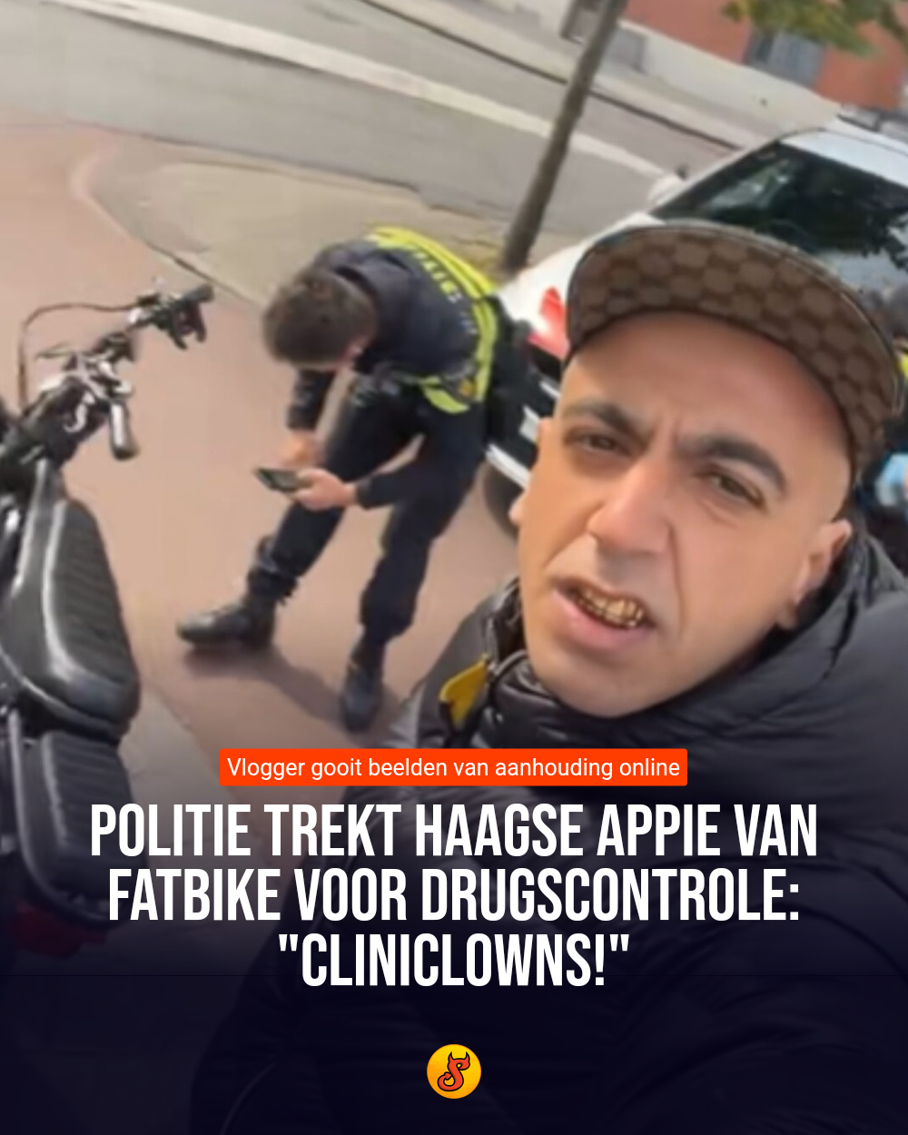 Politie trekt Haagse Appie van fatbike voor drugscontrole: "Cliniclowns!"