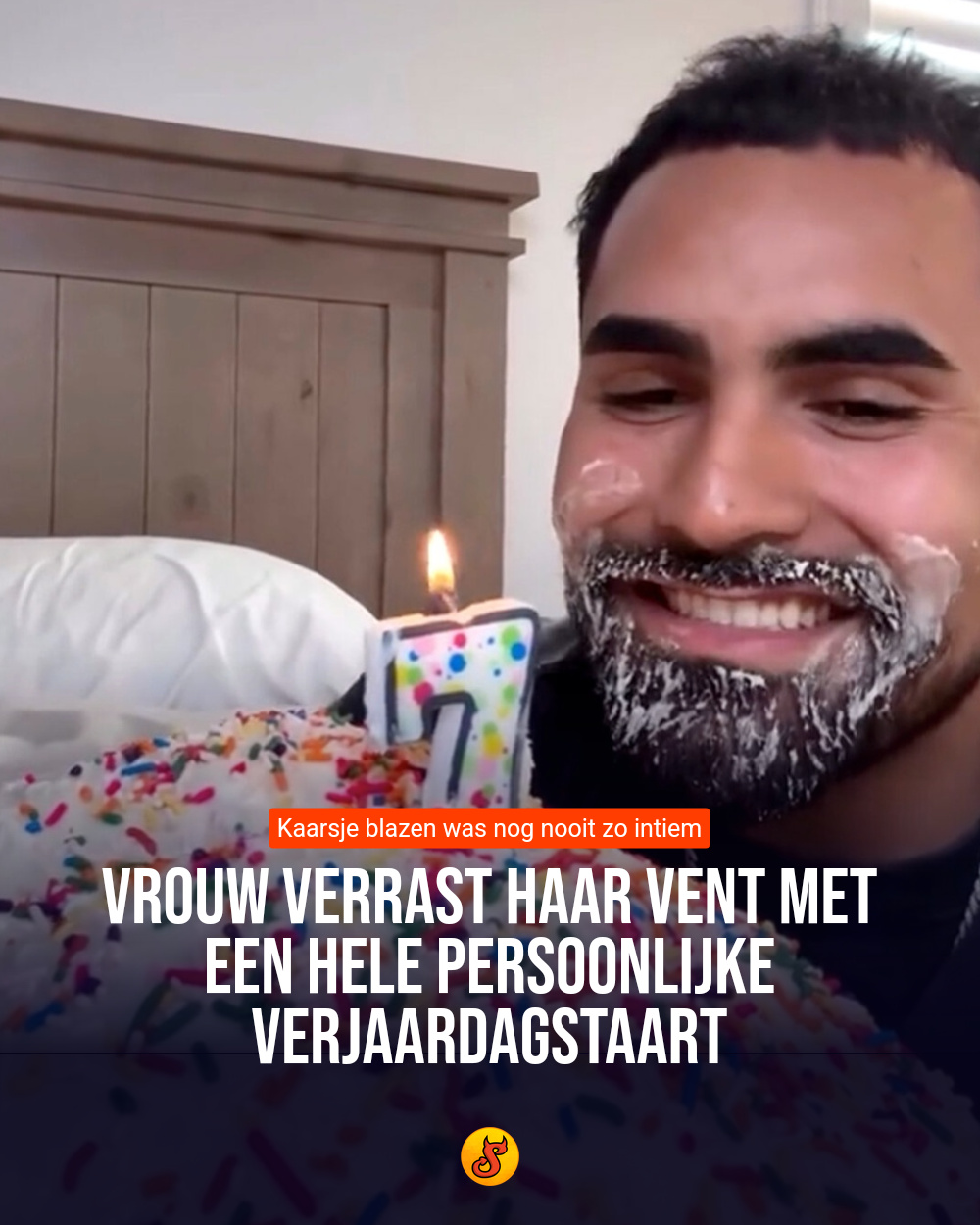 Vrouw verrast haar vent met een hele persoonlijke verjaardagstaart