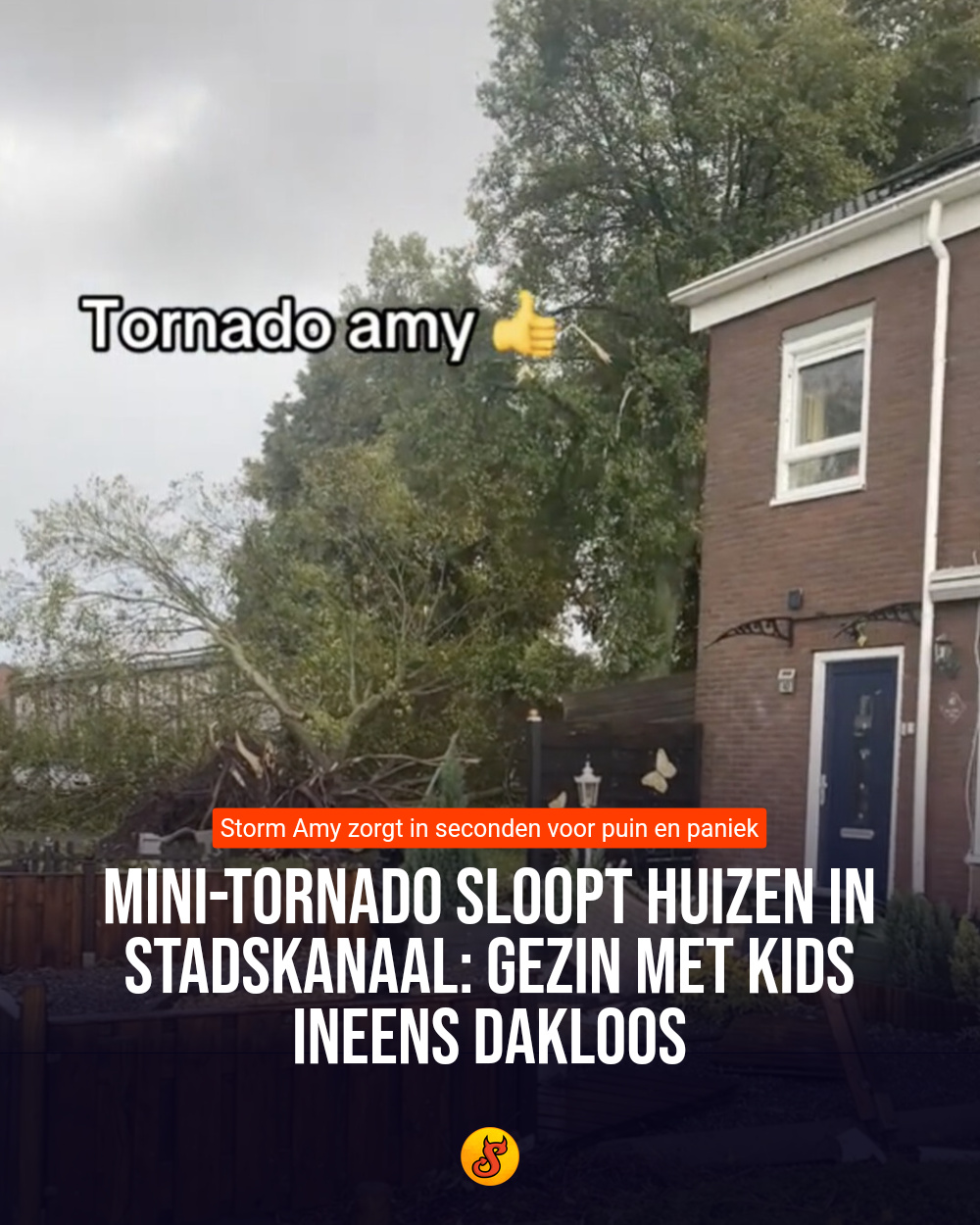 Mini-tornado sloopt huizen in Stadskanaal: gezin met kids ineens dakloos