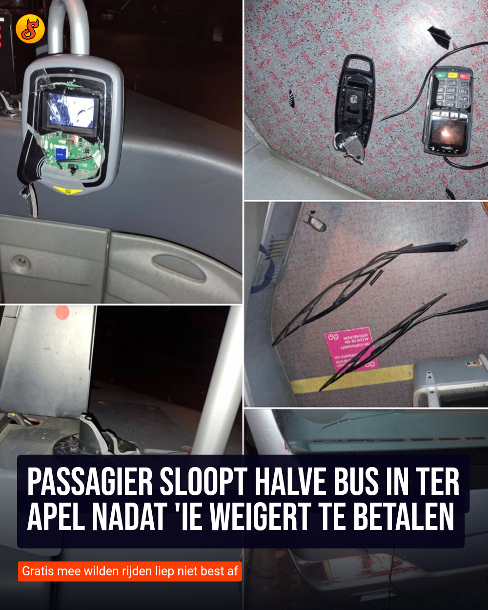 Passagier sloopt halve bus in Ter Apel nadat 'ie weigert te betalen