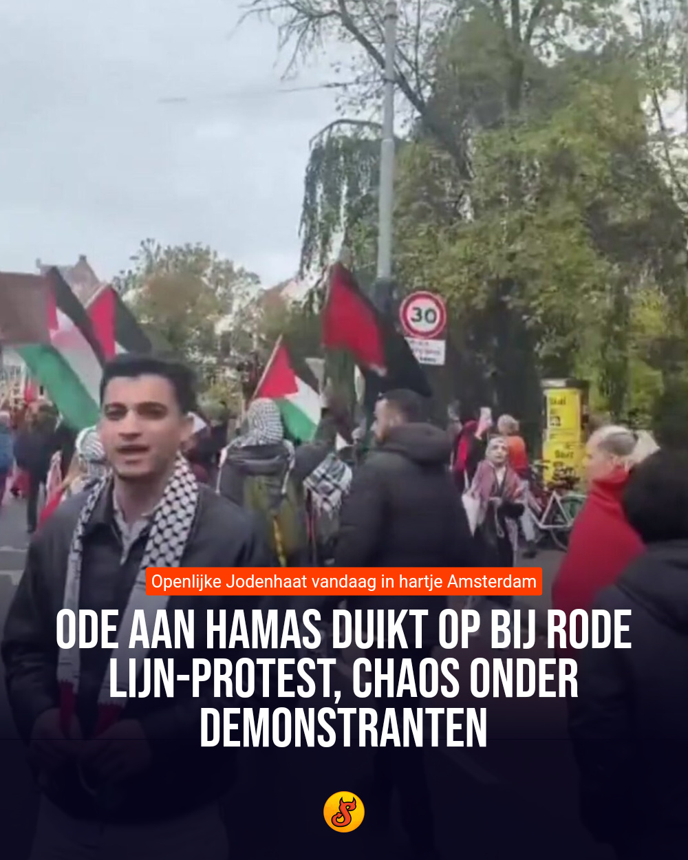 Ode aan Hamas duikt op bij Rode Lijn-protest, chaos onder demonstranten