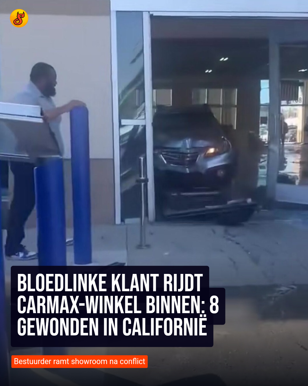 Bloedlinke klant rijdt CarMax-winkel binnen: 8 gewonden in Californië