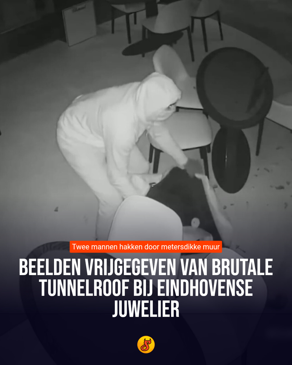 Beelden vrijgegeven van brutale tunnelroof bij Eindhovense juwelier