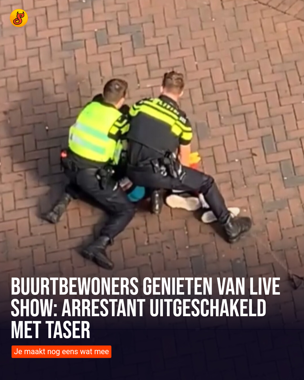Buurtbewoners genieten van live show: Arrestant uitgeschakeld met taser