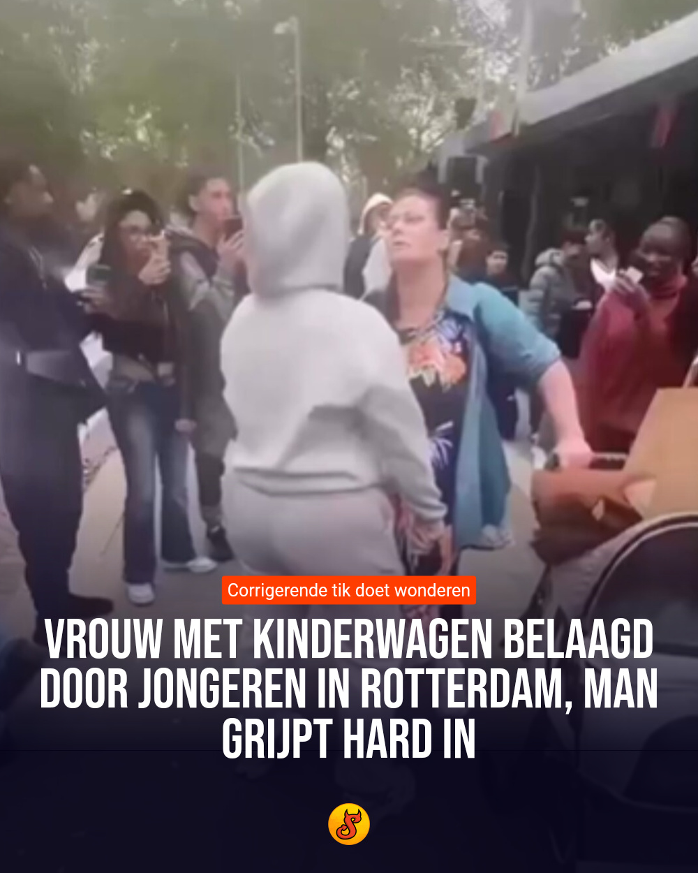 Vrouw met kinderwagen belaagd door jongeren in Rotterdam, man grijpt hard in