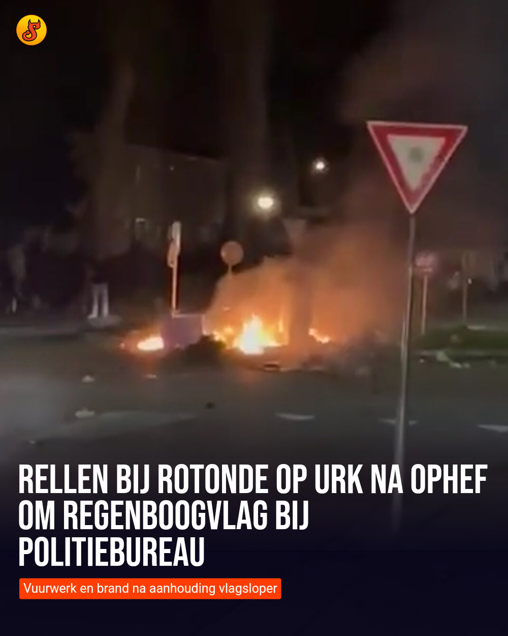 Rellen bij rotonde op Urk na ophef om regenboogvlag bij politiebureau