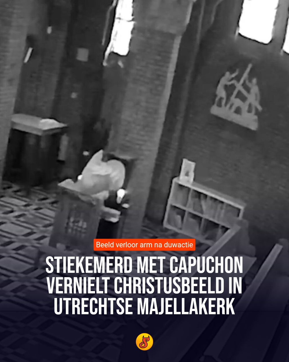 Stiekemerd met capuchon vernielt Christusbeeld in Utrechtse Majellakerk