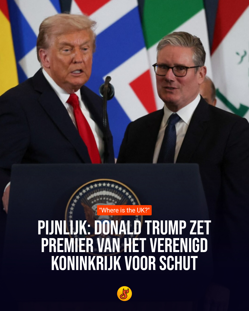Pijnlijk: Donald Trump zet premier van het Verenigd Koninkrijk voor schut