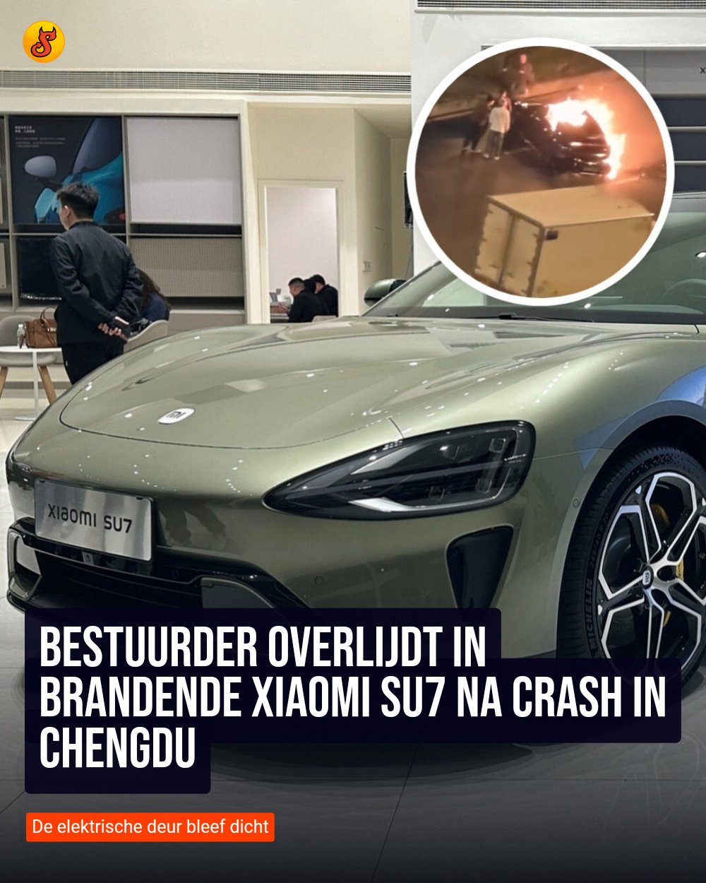 Bestuurder overlijdt in brandende Xiaomi SU7 na crash in Chengdu