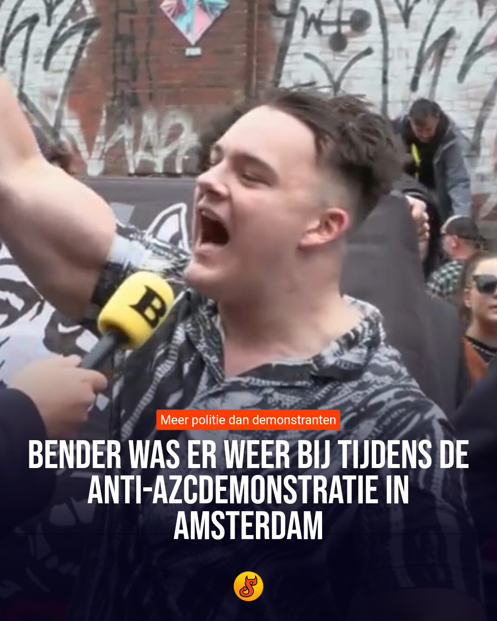 Bender was er weer bij tijdens de anti-azcdemonstratie in Amsterdam