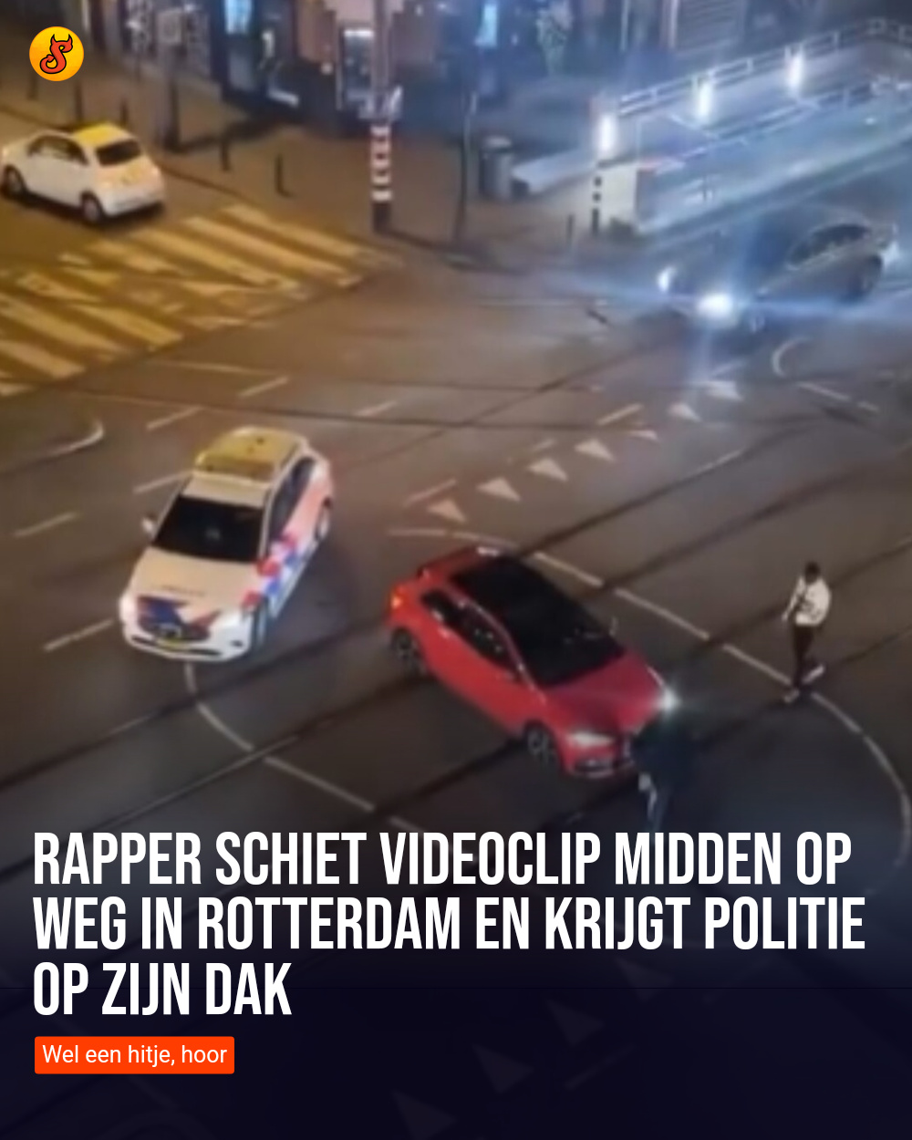 Rapper schiet videoclip midden op weg in Rotterdam en krijgt politie op zijn dak