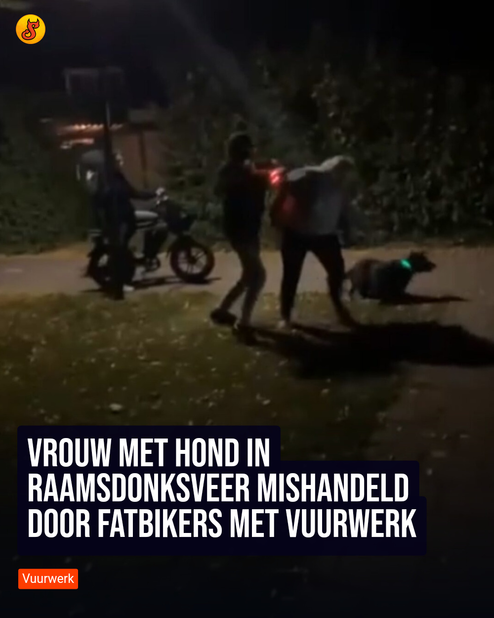 Vrouw met hond in Raamsdonksveer mishandeld door fatbikers met vuurwerk