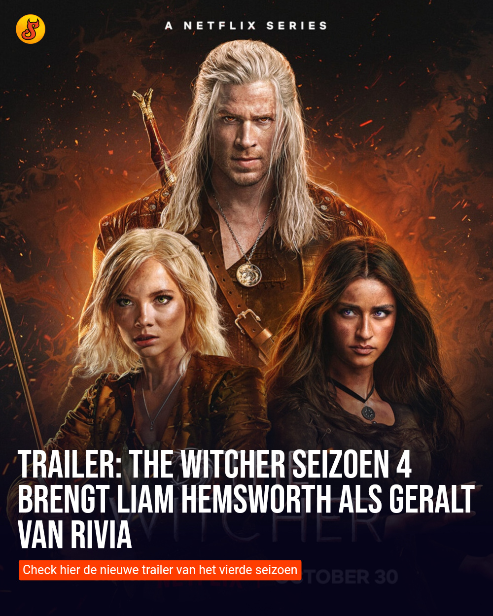 Trailer: The Witcher seizoen 4 brengt Liam Hemsworth als Geralt van Rivia