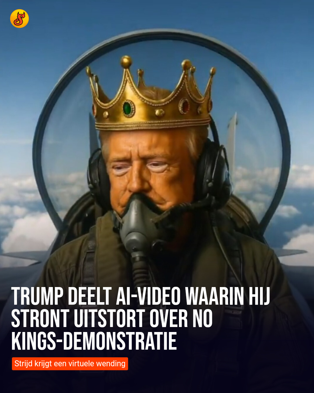 Trump deelt AI-video waarin hij stront uitstort over No Kings-demonstratie