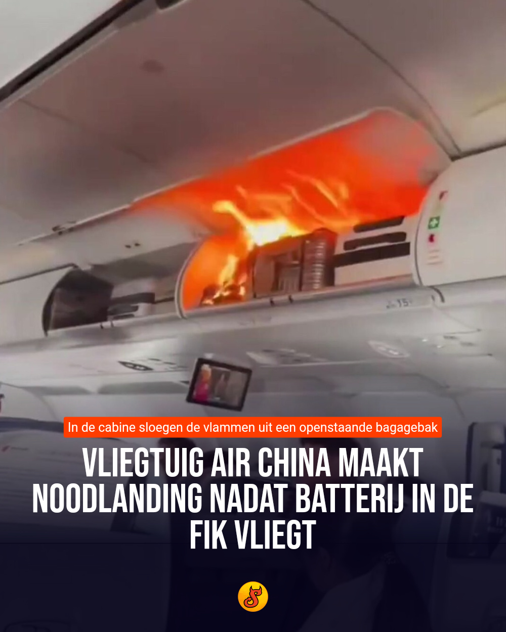 Vliegtuig Air China maakt noodlanding nadat batterij in de fik vliegt