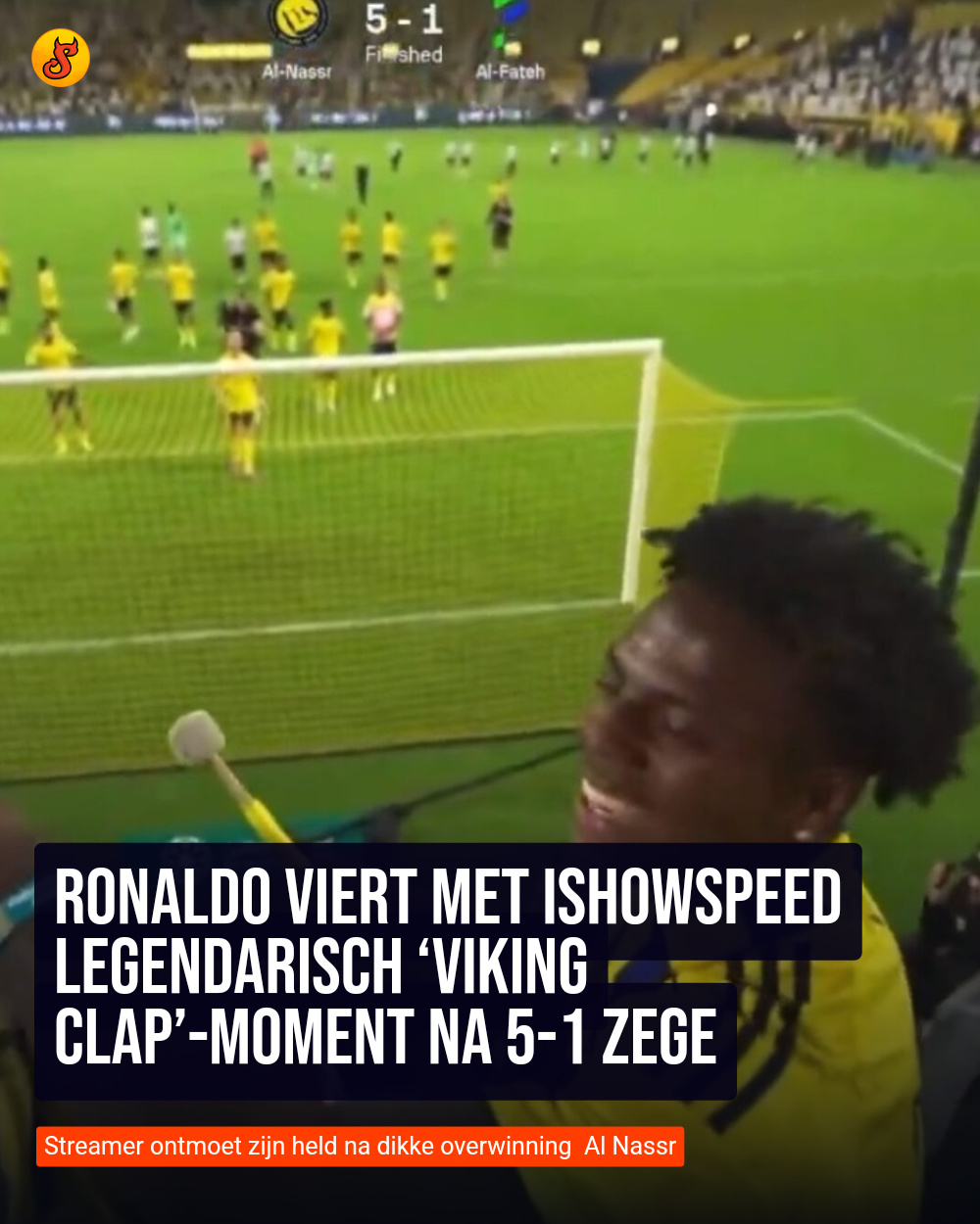 Ronaldo viert met IShowSpeed legendarisch ‘Viking clap’-moment na 5-1 zege
