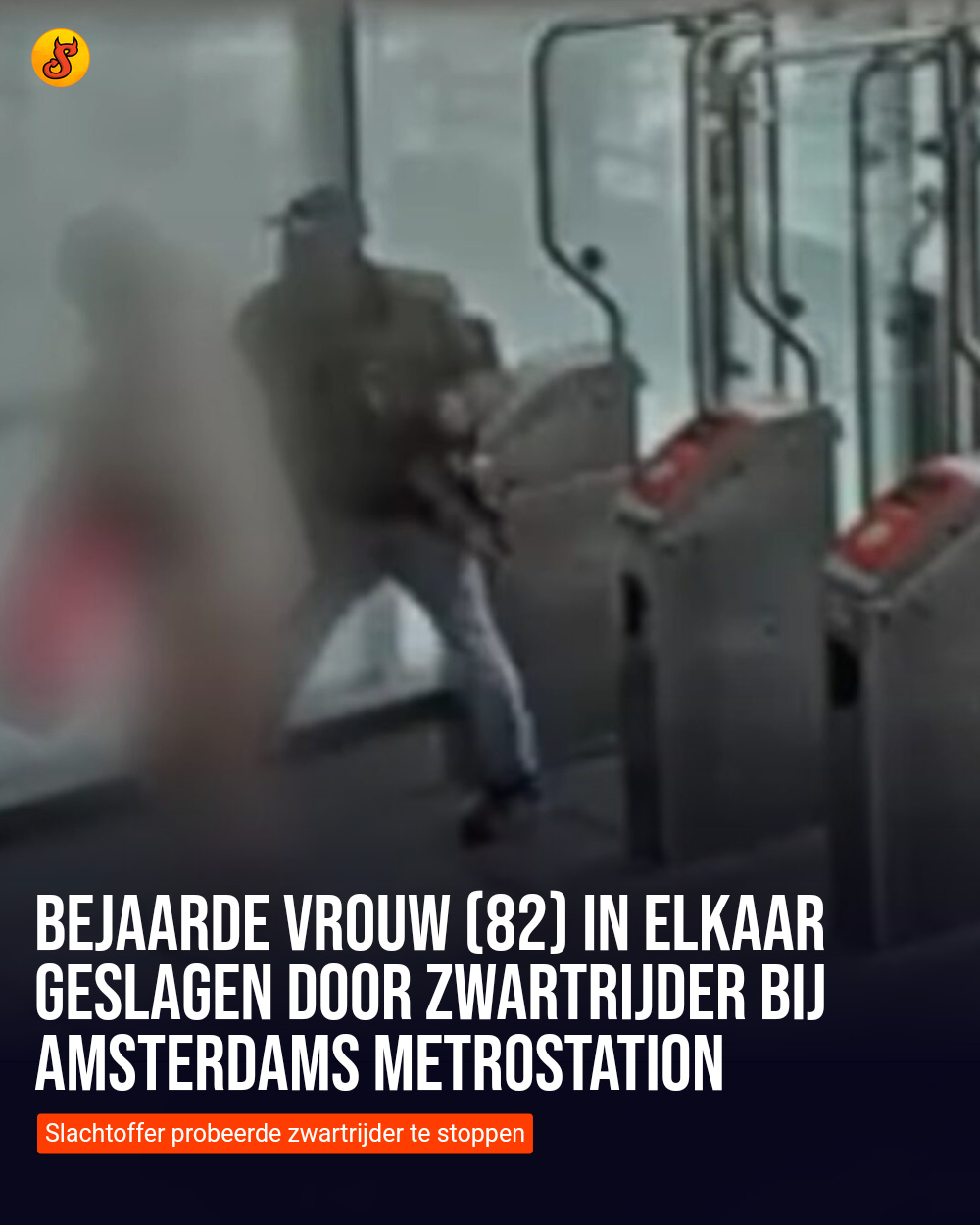 Bejaarde vrouw (82) in elkaar geslagen door zwartrijder bij Amsterdams metrostation