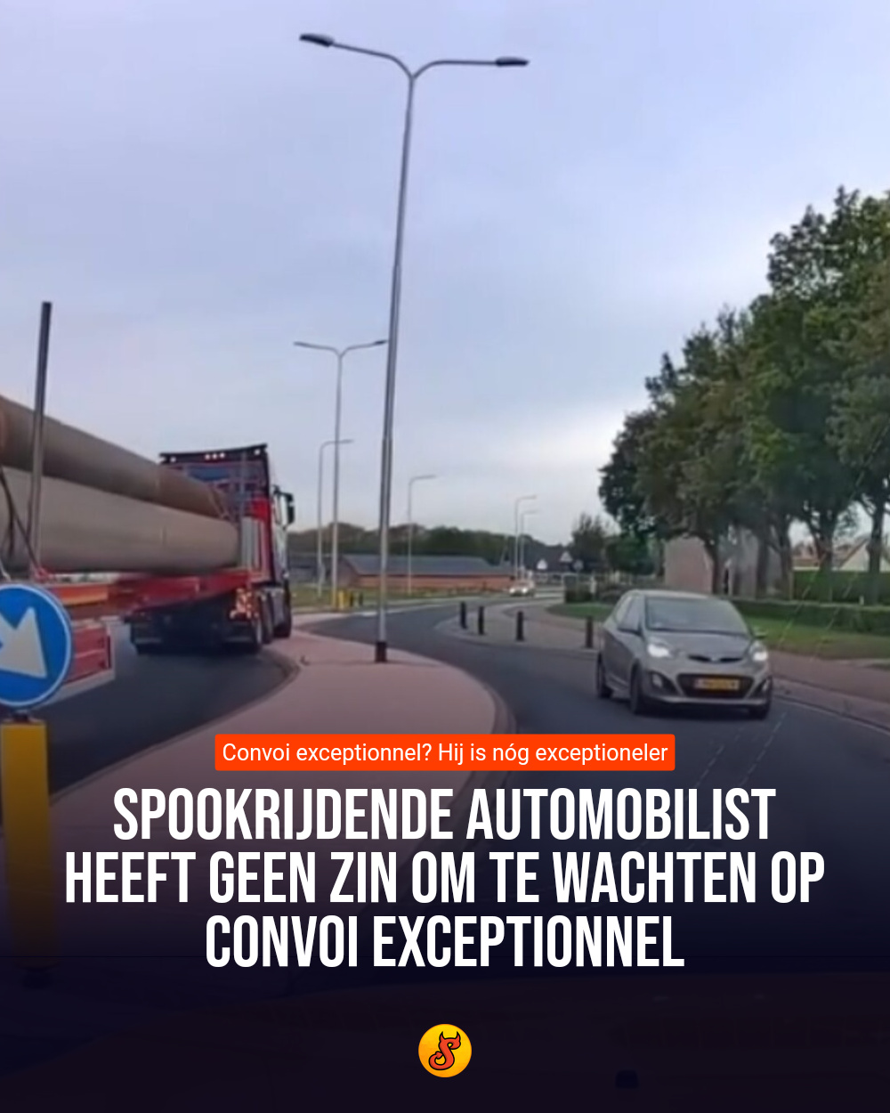Spookrijdende automobilist heeft geen zin om te wachten op convoi exceptionnel