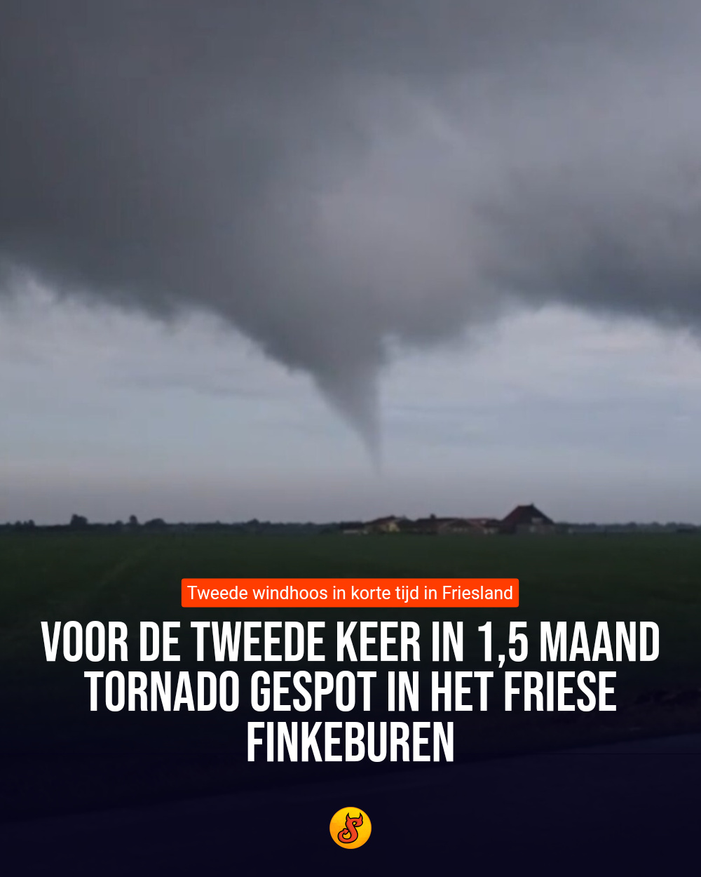 Voor de tweede keer in 1,5 maand tornado gespot in het Friese Finkeburen