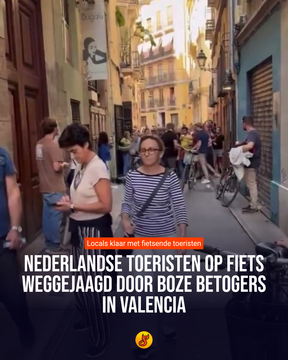 Nederlandse toeristen op fiets weggejaagd door boze betogers in Valencia