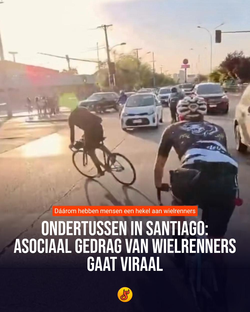 Ondertussen in Santiago: Asociaal gedrag van wielrenners gaat viraal