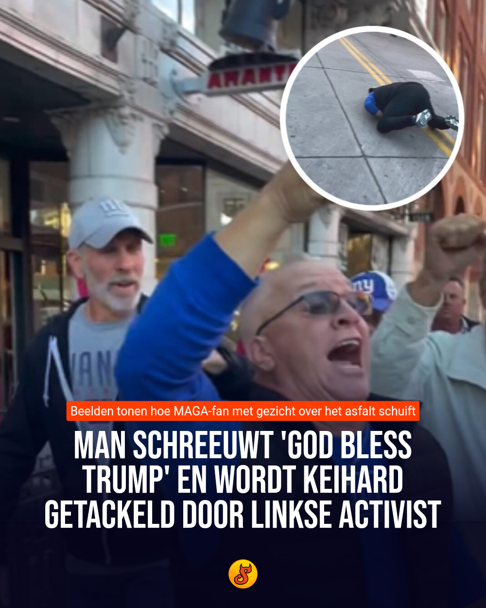 Man schreeuwt 'God bless Trump' en wordt keihard getackeld door linkse activist