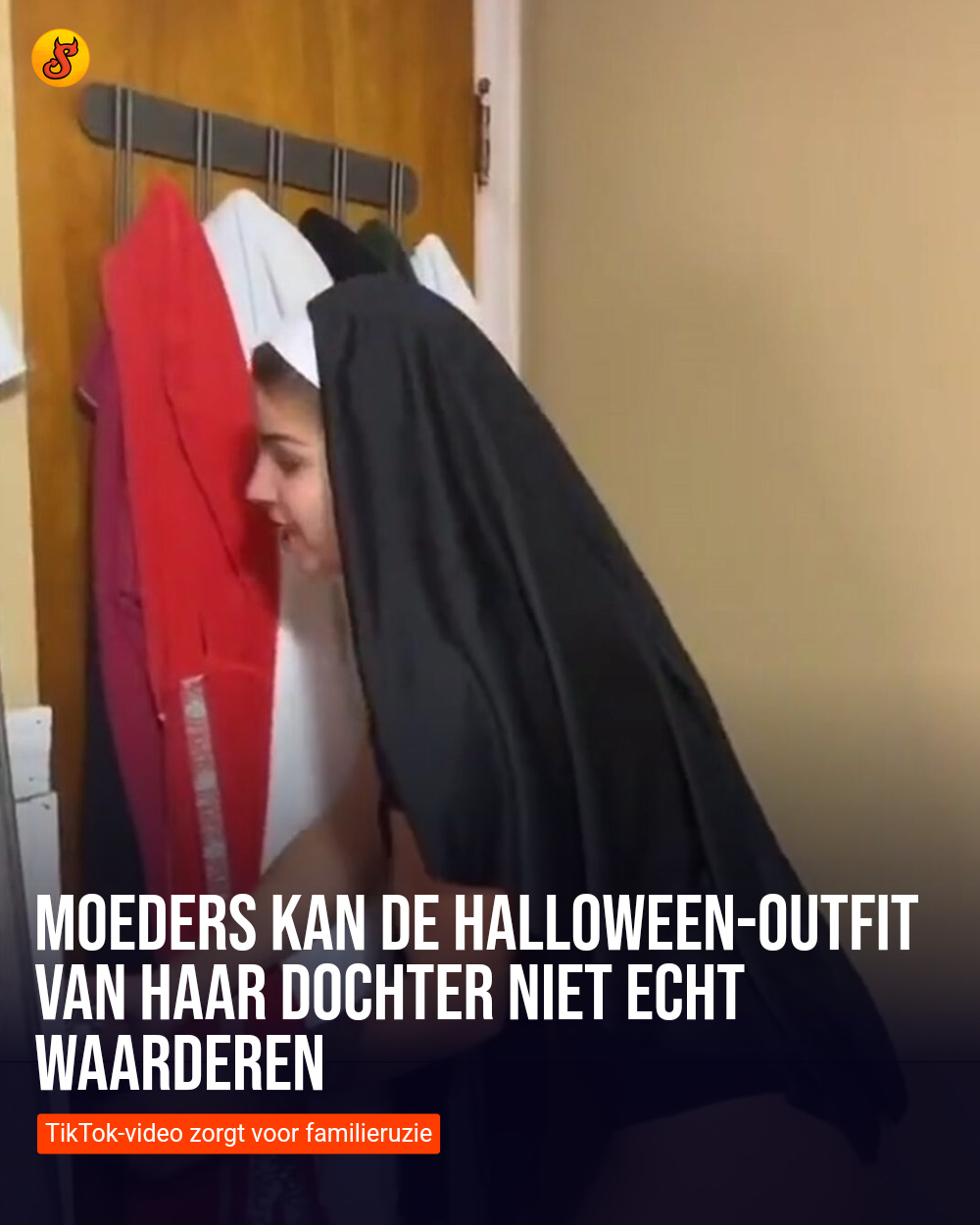 Moeders kan de Halloween-outfit van haar dochter niet echt waarderen