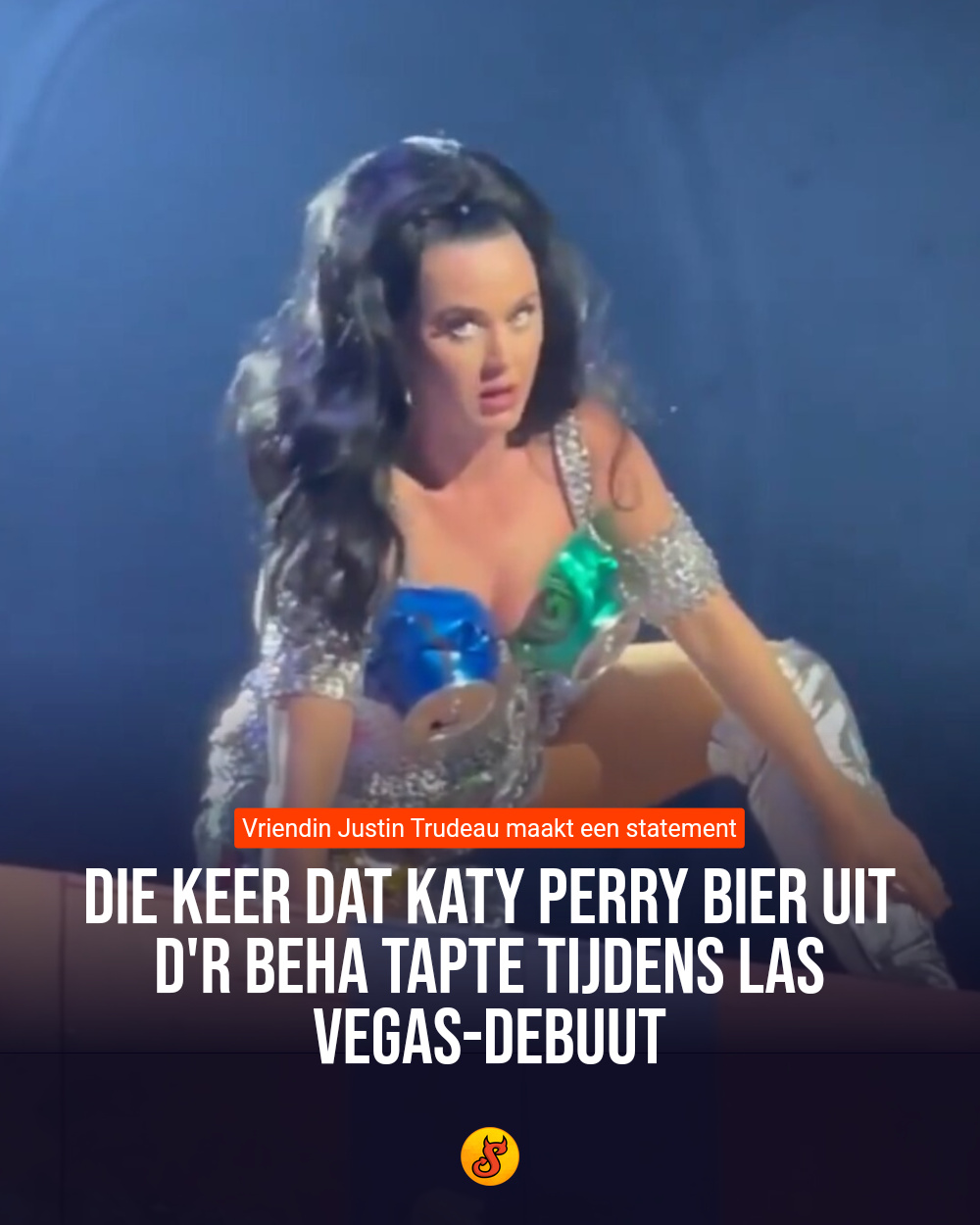 Die keer dat Katy Perry bier uit d'r beha tapte tijdens Las Vegas-debuut