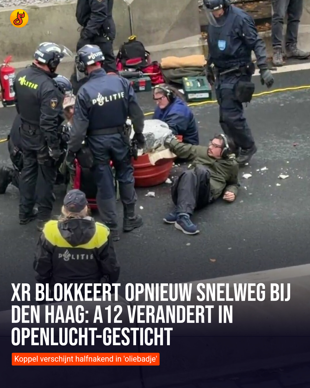 XR blokkeert opnieuw snelweg bij Den Haag: A12 verandert in openlucht-gesticht
