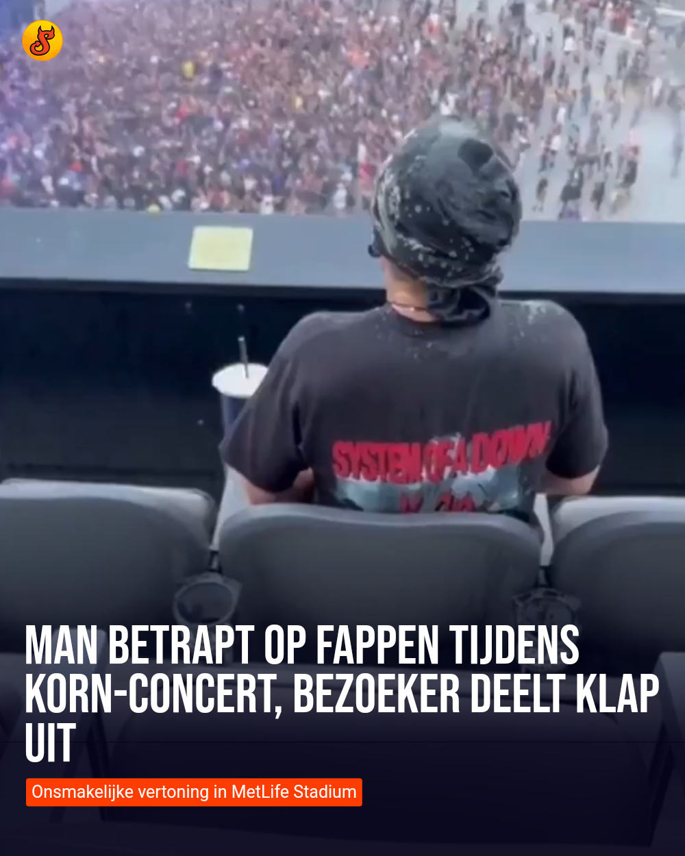 Man betrapt op fappen tijdens Korn-concert, bezoeker deelt klap uit