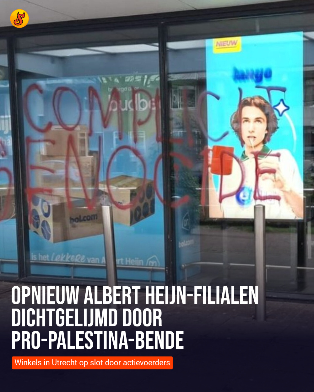 Opnieuw Albert Heijn-filialen dichtgelijmd door pro-Palestina-bende