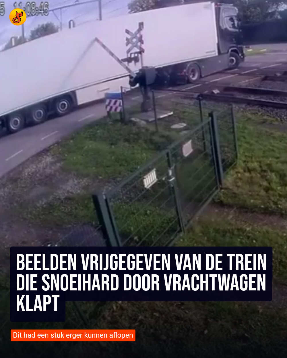 Beelden vrijgegeven van de trein die snoeihard door vrachtwagen klapt