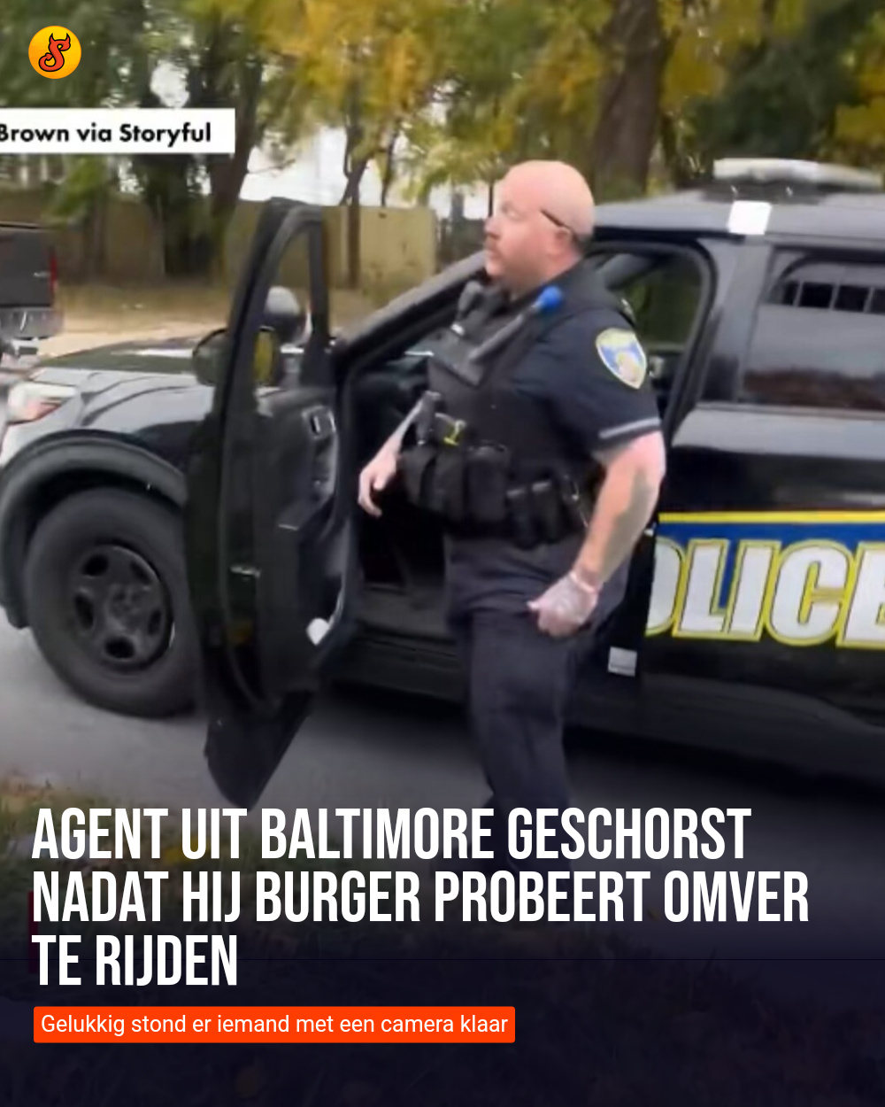 Agent uit Baltimore geschorst nadat hij burger probeert omver te rijden