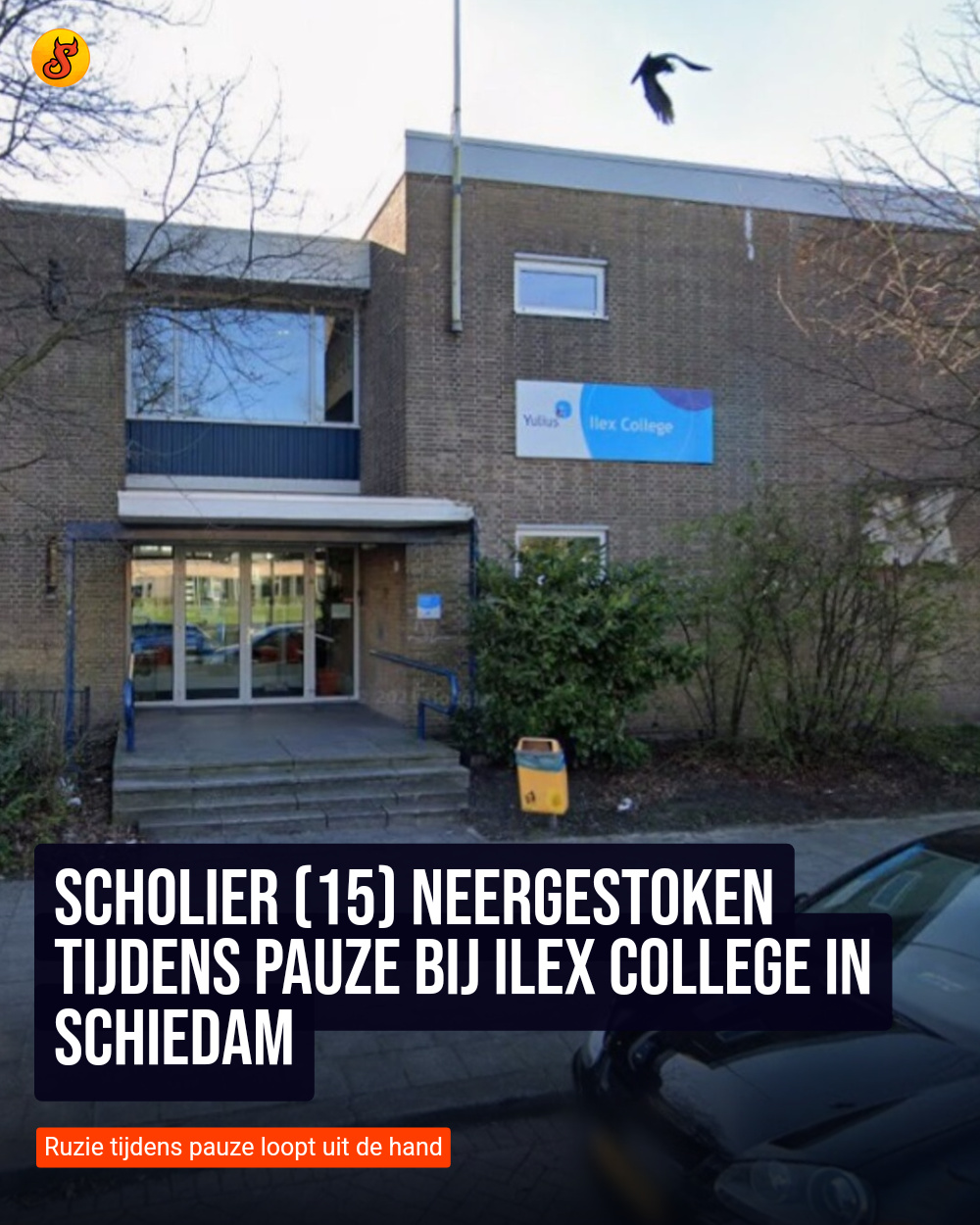 Scholier (15) neergestoken tijdens pauze bij Ilex College in Schiedam