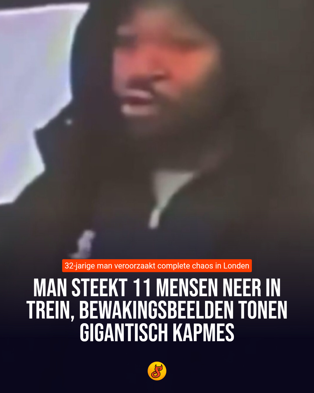 Man steekt 11 mensen neer in trein, bewakingsbeelden tonen gigantisch kapmes