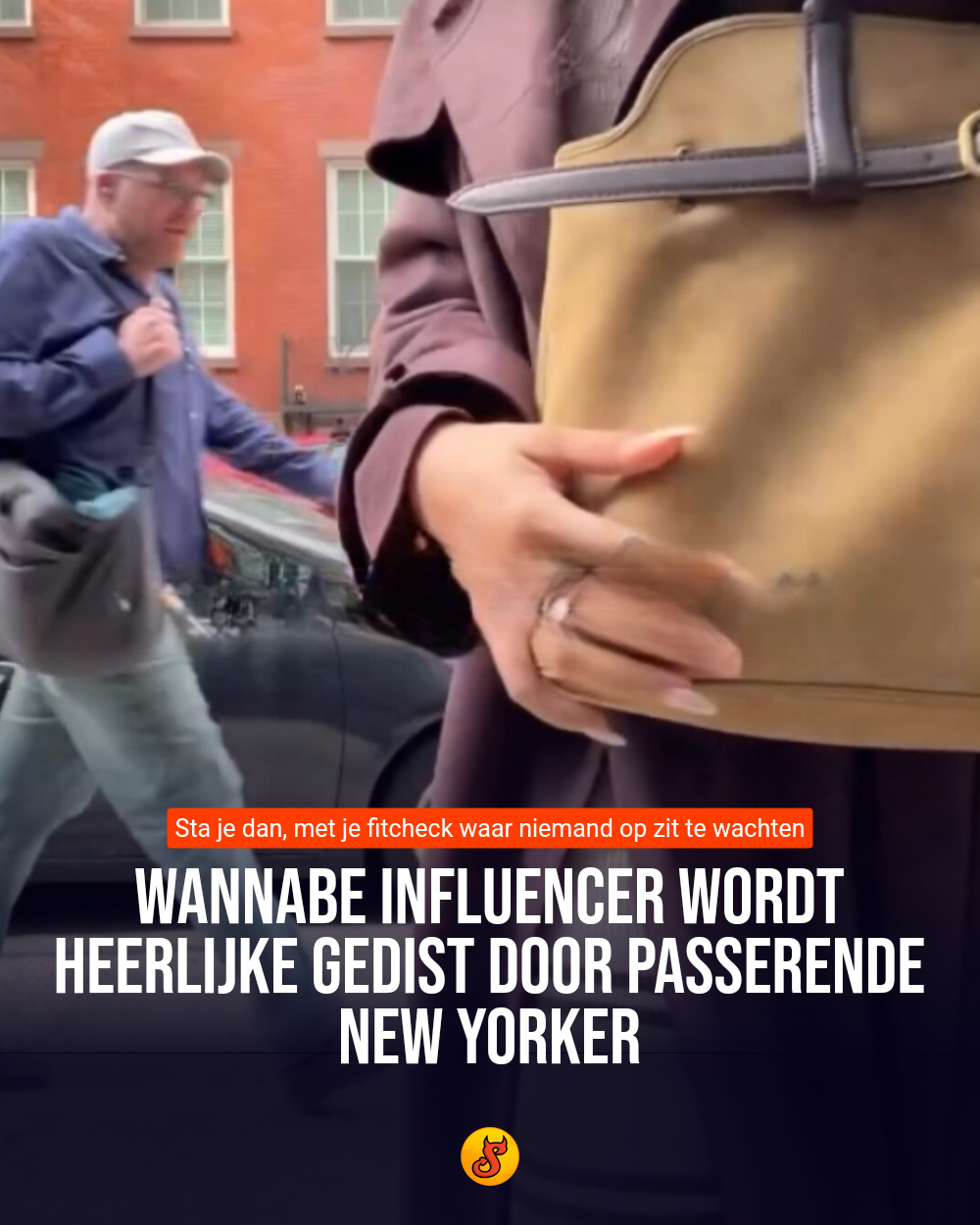 Wannabe influencer wordt heerlijke gedist door passerende New Yorker