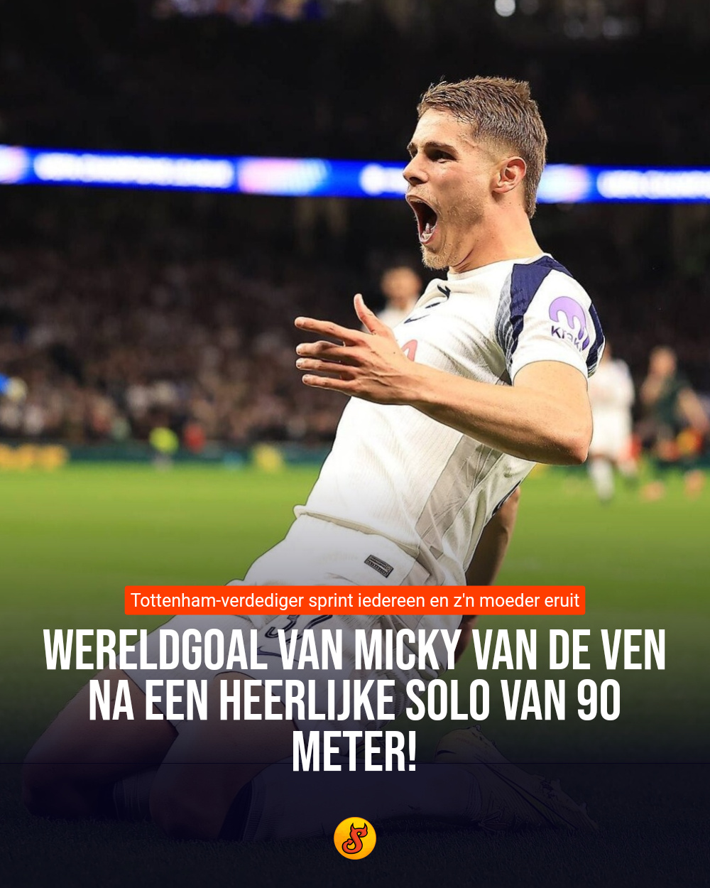 Wereldgoal van Micky van de Ven na een heerlijke solo van 90 meter!