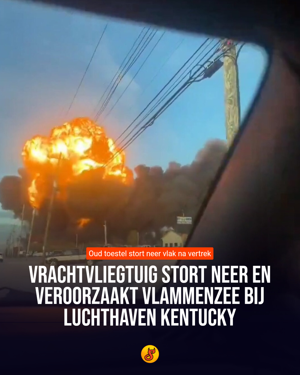 Vrachtvliegtuig stort neer en veroorzaakt vlammenzee bij luchthaven Kentucky